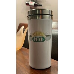 Friends Central Perk Travel Tumbler White Stainless Steel Coffee Mug Cup Lid